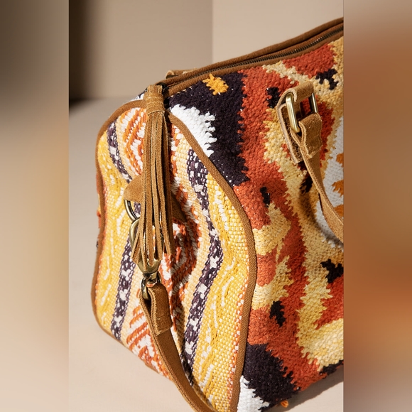 Handmade Boho Chic Satchel / Boston Bag - Navajo Aztec Inspired Design - Picture 7 of 8